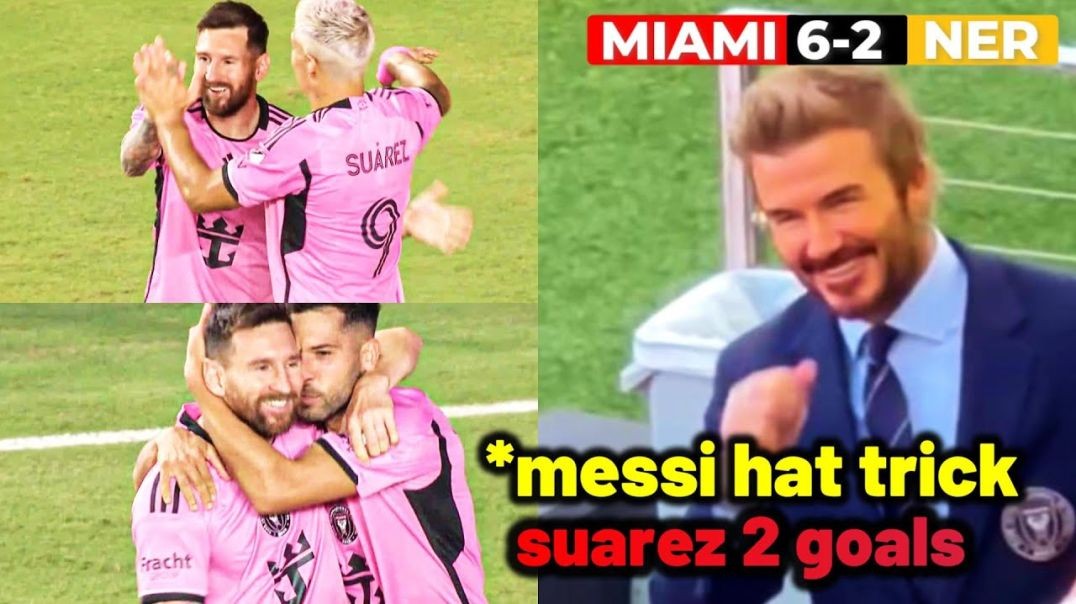 ⁣Beckham reaction to Messi hat trick goals to destroy New England Revolution 6-2